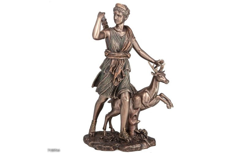Θεά Αρτεμις κηνυγός με ελάφι (Αγαλμα Ηλεκτρόλυσης Μπρούτζου 29εκ)